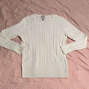 St. John’s Bay Ivory Cotton Cable Knit Retro Sweater L